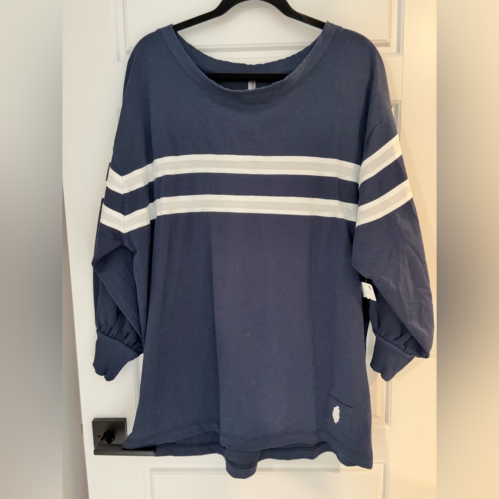 FP Movement Navy Blue Striped Tee NWOT